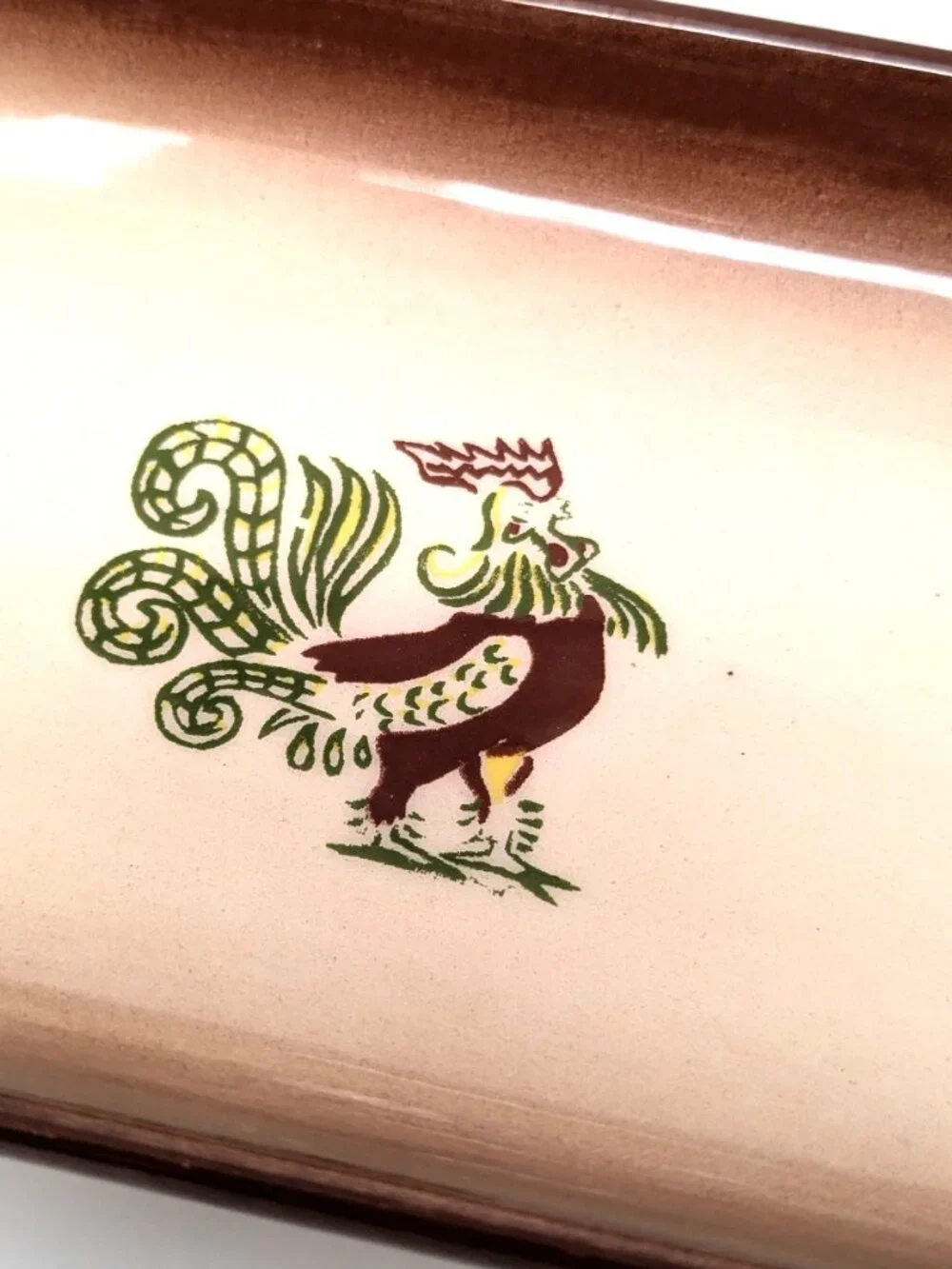VTG BROCK of California Chanticleer Rooster Celery Relish Dish 11.5